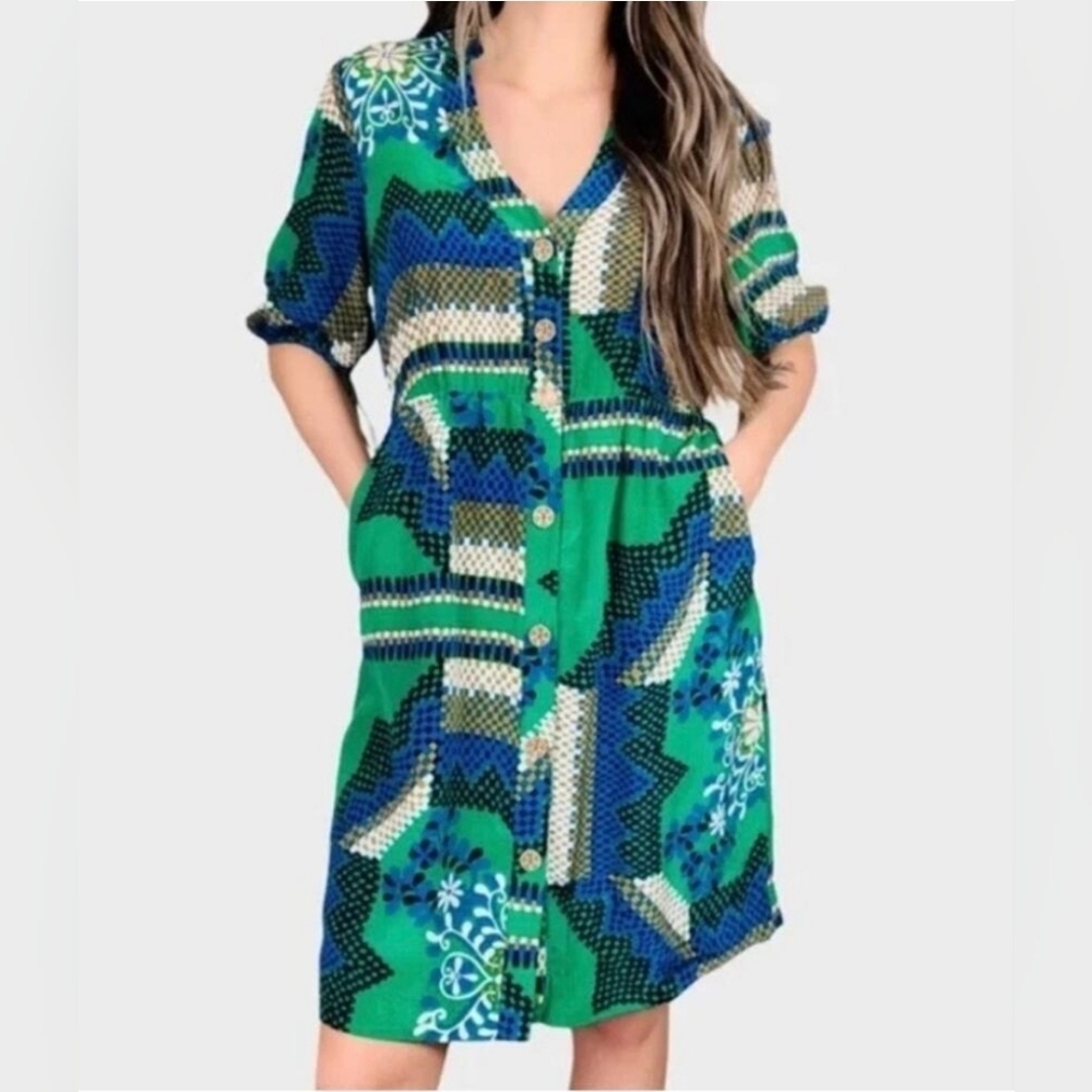 Anthropologie Moulinette Soeur Silk Rainforest Morning Dress size 4